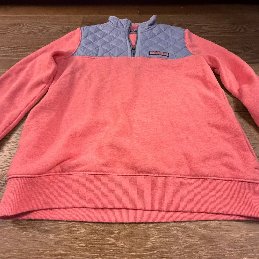 Vieyard Vines Quilted Kids Quilted Shep Shirt, Salmon Gray Pullover L 16 Classic - Picture 14 of 14